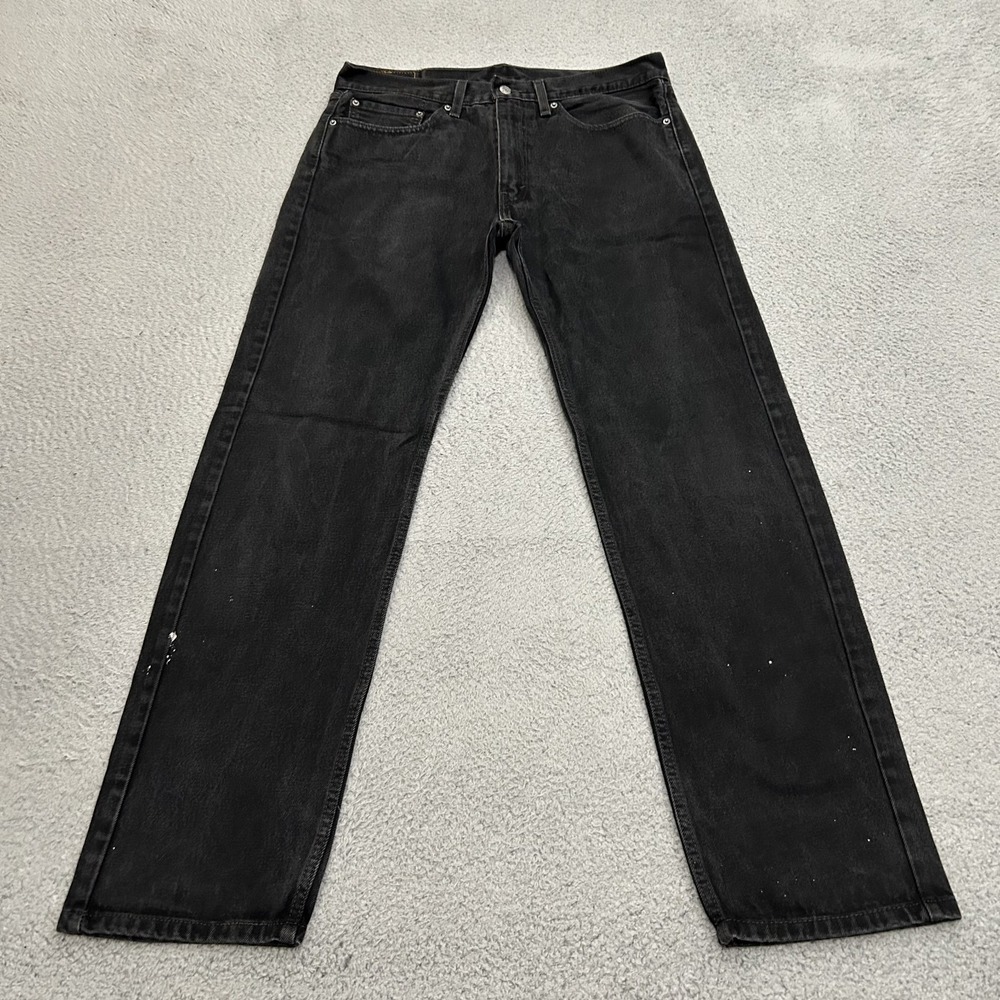 Levis Jeans Men 36x36 Black Denim 505 Regular Straight American Work Wear Cotton